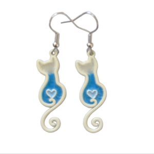 Kitty Cat Love Heart Earrings